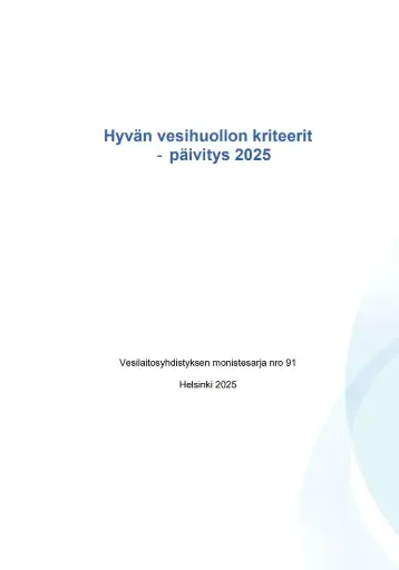 Hyvän vesihuollon kriteerit - päivitys 2025