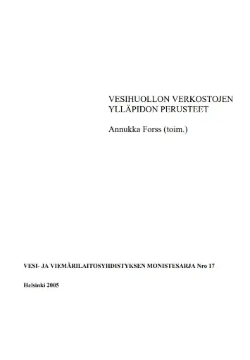 Vesihuollon verkostojen ylläpidon perusteet