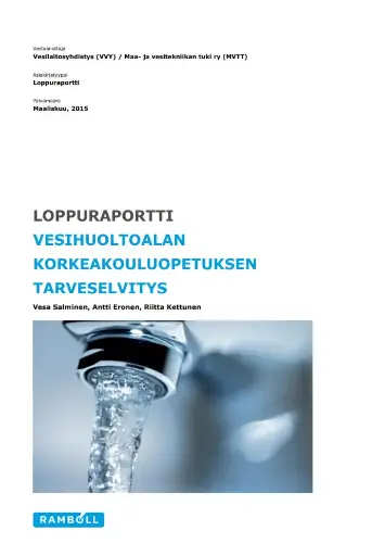 Vesihuoltoalan korkeakouluopetuksen tarveselvitys 2015