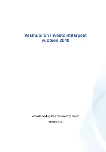 Vesihuollon investointitarpeet vuoteen 2040